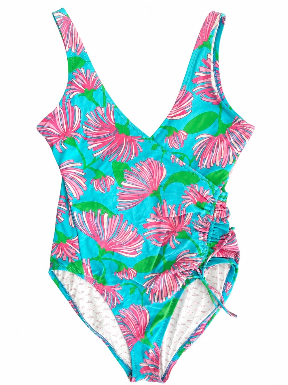 Lilly Pulitzer Foxi Kissue Crossover Side Clinch Tropical One Piece Swimsuit M - Picture 2 of 6